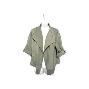 MAX STUDIO Drape Front Short Jacket Sage Pistachio Green Medium Roll Tab Sleeves